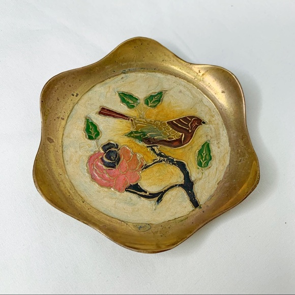 Other - Vintage Brass Trinket Dish Scallop Bird Ring Dish
